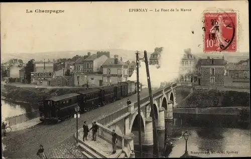 Ak Épernay Marne, Le Pont de la Marne