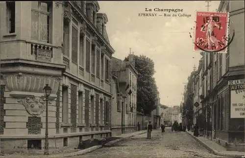 Ak Épernay Marne, Rue du College