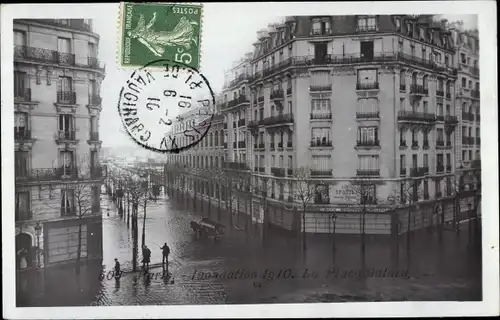 Postkarte Paris XV Vaugirard, Überschwemmung der Seine Januar 1910, Place Balard
