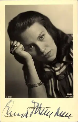 Ak Schauspielerin Anna Dammann, Portrait, Autogramm