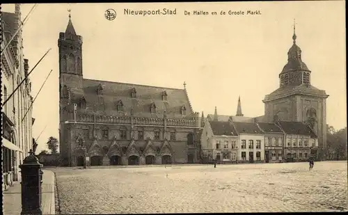 Ak Nieuwpoort Nieuport Westflandern, Halles et Grand' Place