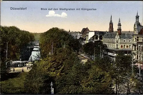 Ak Düsseldorf am Rhein, Stadtgraben mit Königsallee