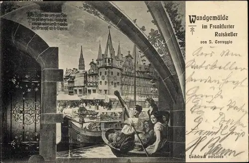 Ak Frankfurt am Main, Rathauskeller, Wandgemälde J. Correggio