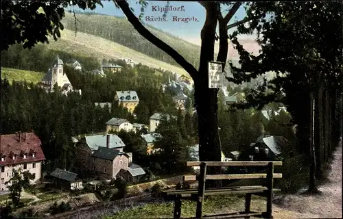 Ak Kipsdorf Altenberg im Erzgebirge, Ortsansicht, Sitzbank