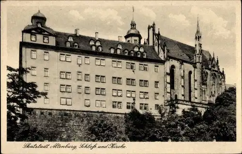 Ak Altenburg in Thüringen, Skatstadt, Blick auf Schloss und Kirche, Fassade