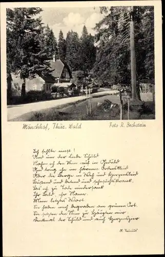 Ak Manebach Ilmenau in Thüringen, Berggasthaus Mönchhof, Gedicht