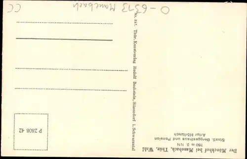 Ak Manebach Ilmenau in Thüringen, Berggasthaus Mönchhof, Gedicht