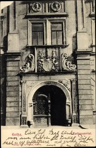 Ak Gotha in Thüringen, Rathausportal
