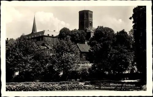 Ak Mönchengladbach am Niederrhein, Geroweiher, Münsterkirche