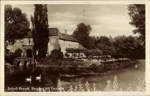 Ak Rheydt Mönchengladbach am Niederrhein, Schoss, Eingang, Terrasse, Schwäne