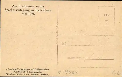 Ak Bad Kösen Naumburg an der Saale, Ortsansicht, Brücke, Kirche, Sparkassentagung 1926