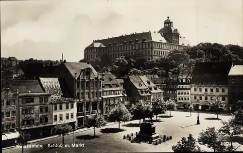 Ak Weißenfels an der Saale, Schloss mit Markt