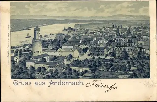 Litho Andernach am Rhein, Gesamtansicht
