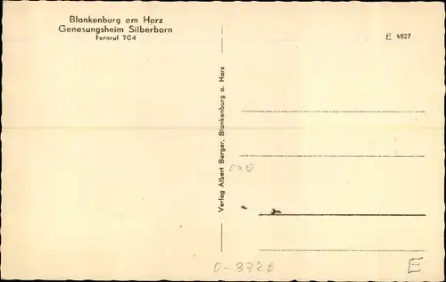 Ak Blankenburg am Harz, Genesungsheim Silberborn