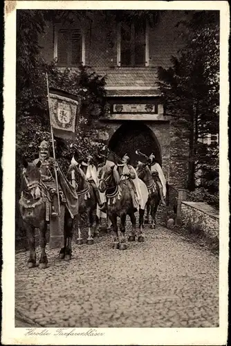 Ak Hohenlimburg Hagen in Westfalen, Schloss, Herolde Fanfarenbläser zu Pferde, 700 Jahrfeier, 1930