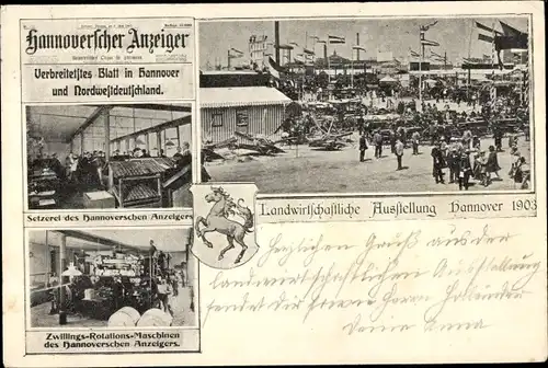 Zeitungs Ak Hannover Niedersachsen, Landwirtschaftsausstellung 1903, Hannoverscher Anzeiger,Setzerei