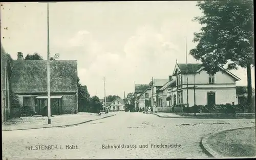 Ak Halstenbek in Holstein, Bahnhofstraße, Friedenseiche
