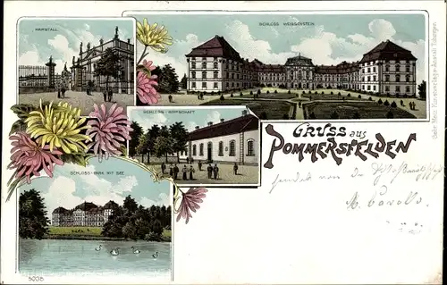 Litho Pommersfelden in Oberfranken, Schloss Weissenstein, Schlosswirtschaft