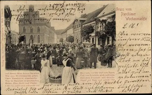 Ak Parchim in Mecklenburg, Wochenmarkt