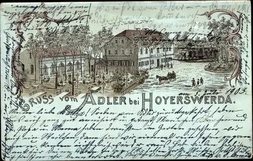 Litho Hoyerswerda in der Oberlausitz, Gasthaus Adler