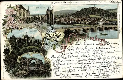 Litho Hohenlimburg Hagen in Westfalen, Schloss, Totalansicht, Brücke