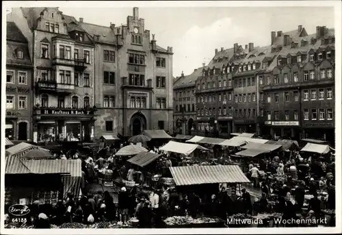 Ak Mittweida in Sachsen, Wochenmarkt