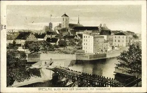 Ak Wrocław Breslau Schlesien, Sandinsel, Sandkirche