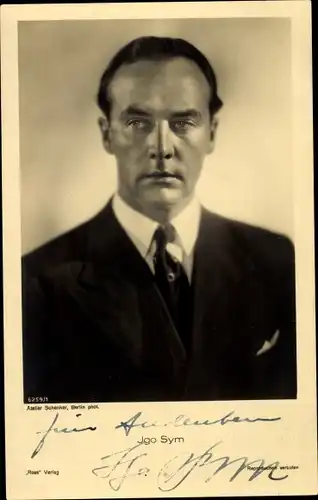 Ak Schauspieler Igo Sym, Portrait, Autogramm