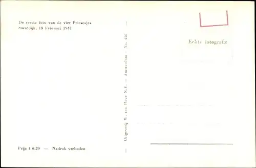 Ak Vier Prinzessinen der Niederlande, Soestdijk 1947