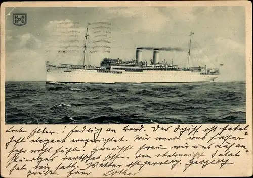 Ak Vergnügungsreisen-Dampfer Oceana, HAPAG