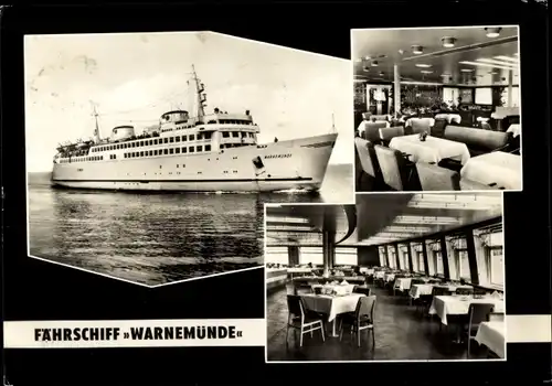 Ak Fährschiff Warnemünde, Dampfschiff, Speisesaal, Tagesraum