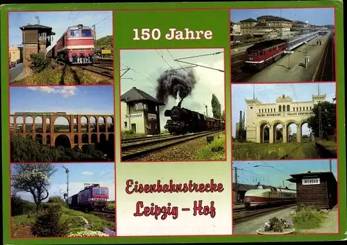 Ak Dampflokomotive BR 143, V 200 367, 50 3688, Bhf. Crimmitschau, Eisenbahnstrecke Leipzig Hof