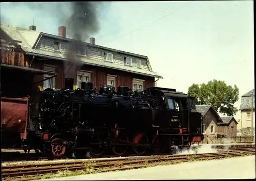 Ak Deutsche Eisenbahn, Güterzug-Tenderlokomotive 86 1501-5 der Deutschen Reichsbahn, Crottendorf