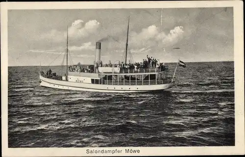Ak Salondampfer Möwe auf See
