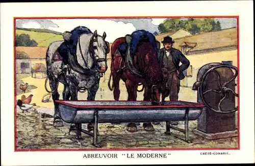 Ak Abreuvoir Le Moderne, Kreta-Corbeil