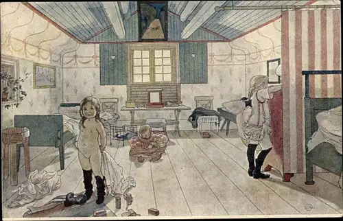 Künstler Ak Larsson, Carl, Zimmer der Mutter und der kleinen Mädchen