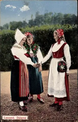 Ak Leksand Dalarne Dalarna Schweden, Frauen in Volkstrachten