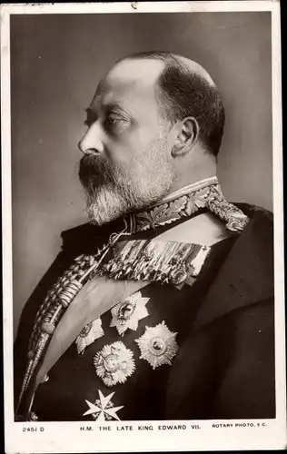 Ak König Edward VII von Großbritannien, Portrait, Uniform, Orden