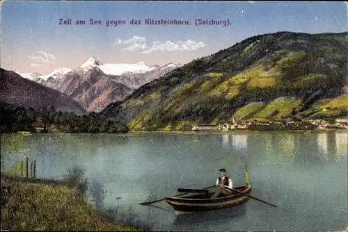 Ak Zell am See in Salzburg, Panorama gegen das Kitzsteinhorn