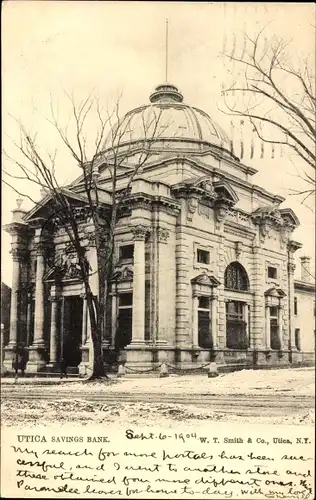 Ak Utica New York USA, Sparkasse