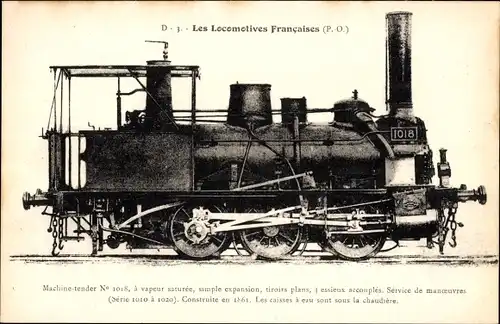Ak Französische Eisenbahn, Lokomotive Nr. 1018
