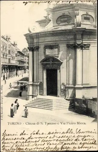 Ak Turin Turin Piemont, Chiesa di S. Tomaso und Via Pietro Micca