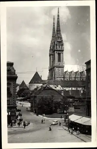 Ak Zagreb Kroatien, Kirche, Kreuzung