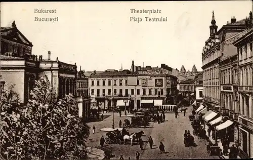 Ak București Bukarest Rumänien, Theaterplatz