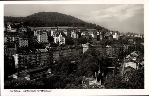 Ak Karlovy Vary Karlsbad Stadt, Gartenzeile mit Westend