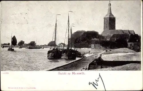 Ak Hasselt Flandern-Limburg, Kirche, Hafen