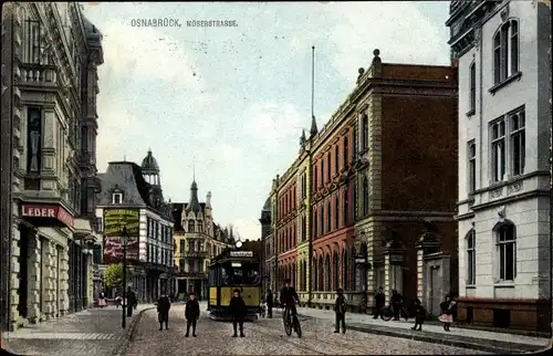 Ak Osnabrück in Niedersachsen, Möserstraße, Geschäfte, Straßenbahn