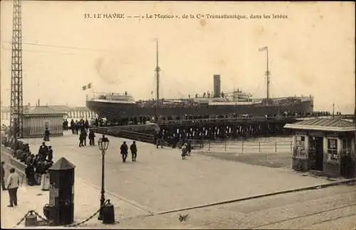 Ak Le Havre Seine Maritime, Dampfer Mexico im Hafen, CGT, French Line