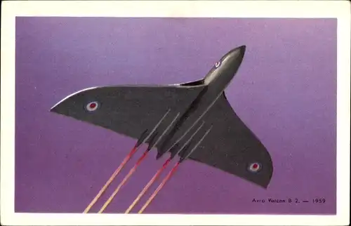 Ak Französisches Militärflugzeug, Avro Vulcan B 2, 1959, Reklame, Chocolats Tobler