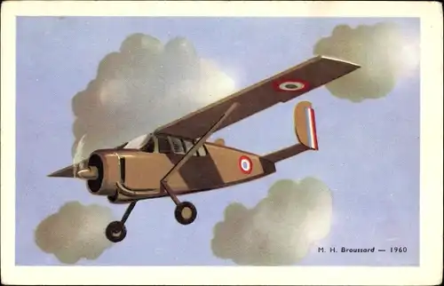 Künstler Ak Französisches Kampfflugzeug, M.H. Broussard, Monoplan, Reklame, Chocolats Tobler